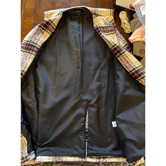 Thakoon Design Nation Vest Women Large Ivory Black Plaid Notch Lapel Open Long - Picture 13 of 13